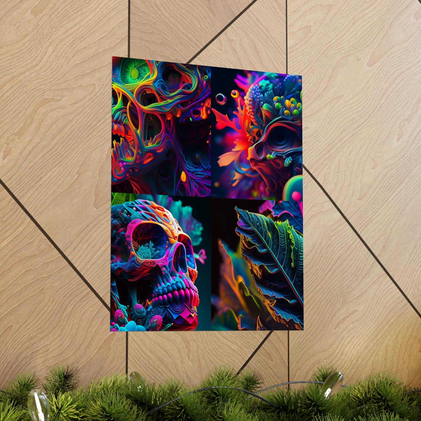 Premium Matte Vertical Posters Florescent Skull Death 5