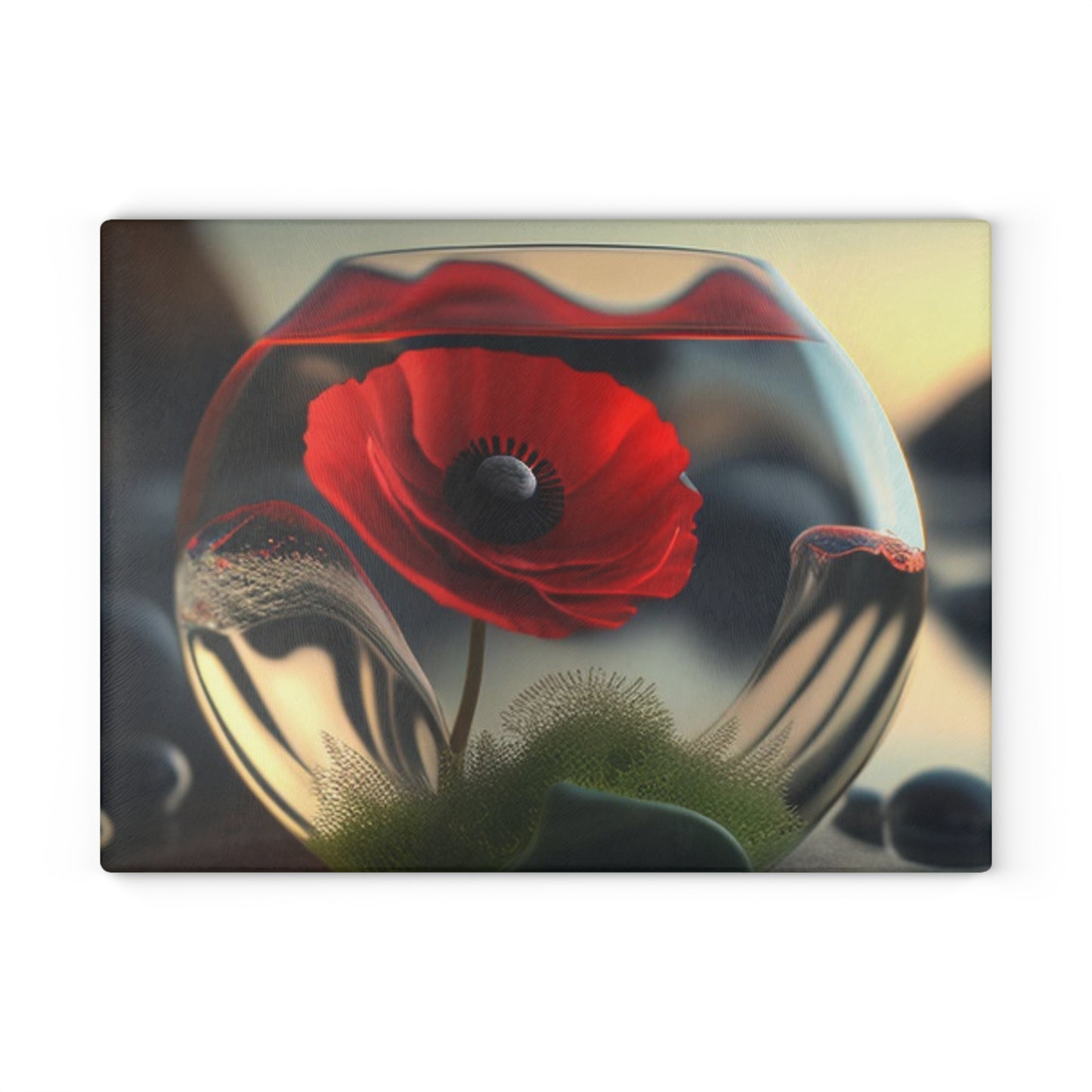 Glass Cutting Board Red Anemone in a Vase 3