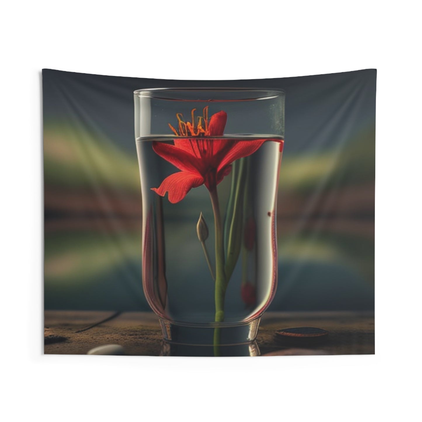 Indoor Wall Tapestries Red Lily in a Glass vase 1
