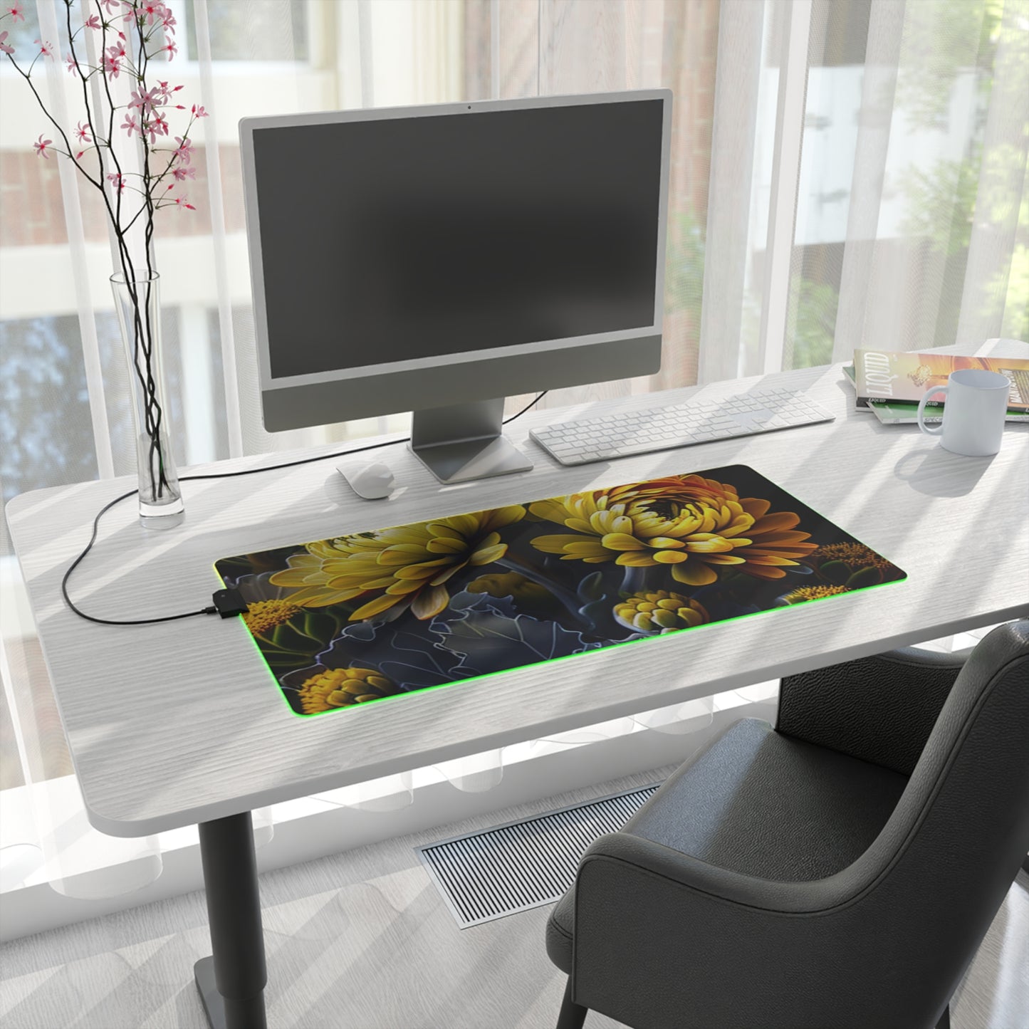 LED Gaming Mouse Pad Yellow Hermosas Flores Amarillas 1