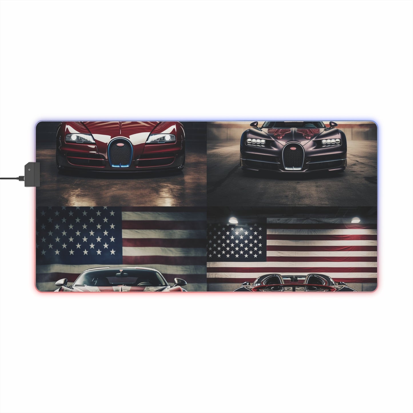 LED Gaming Mouse Pad American Flag Background Bugatti 5