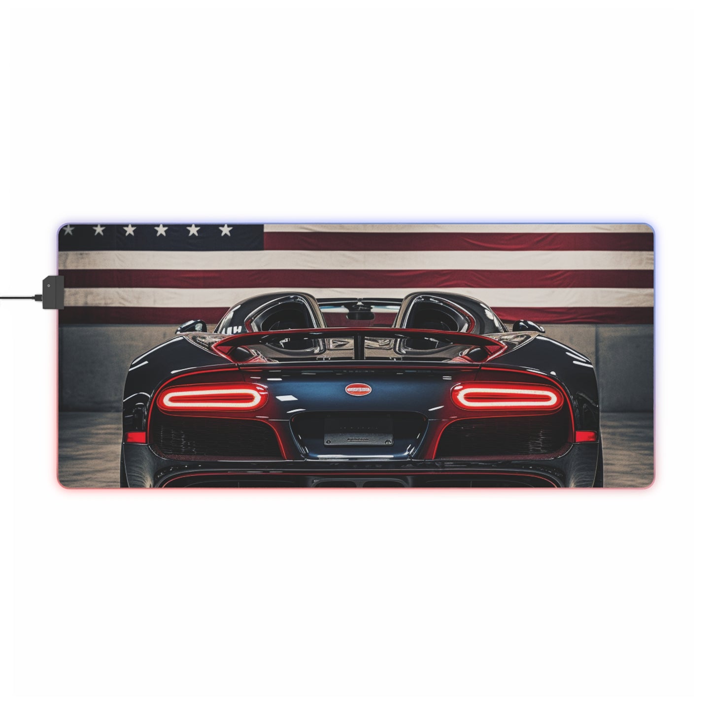 LED Gaming Mouse Pad American Flag Background Bugatti 4