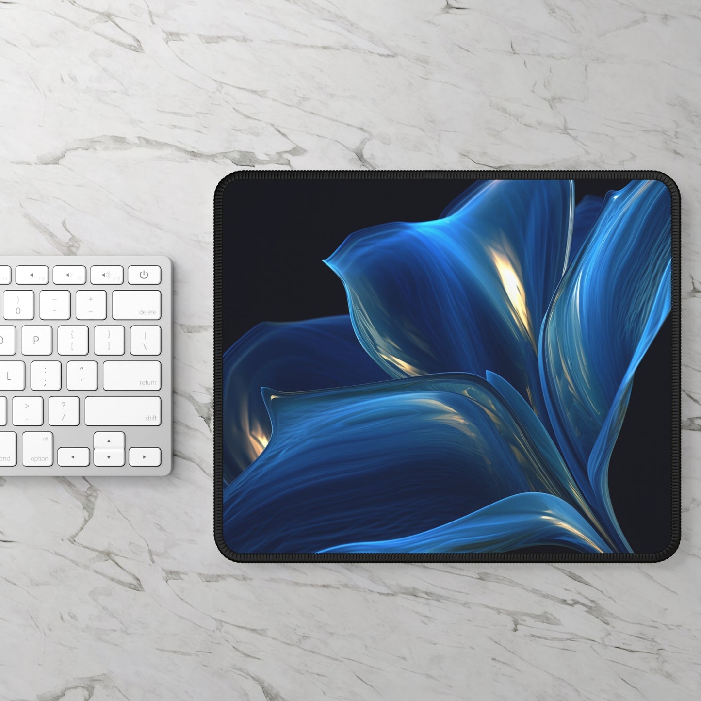 Gaming Mouse Pad  Abstract Blue Tulip 1