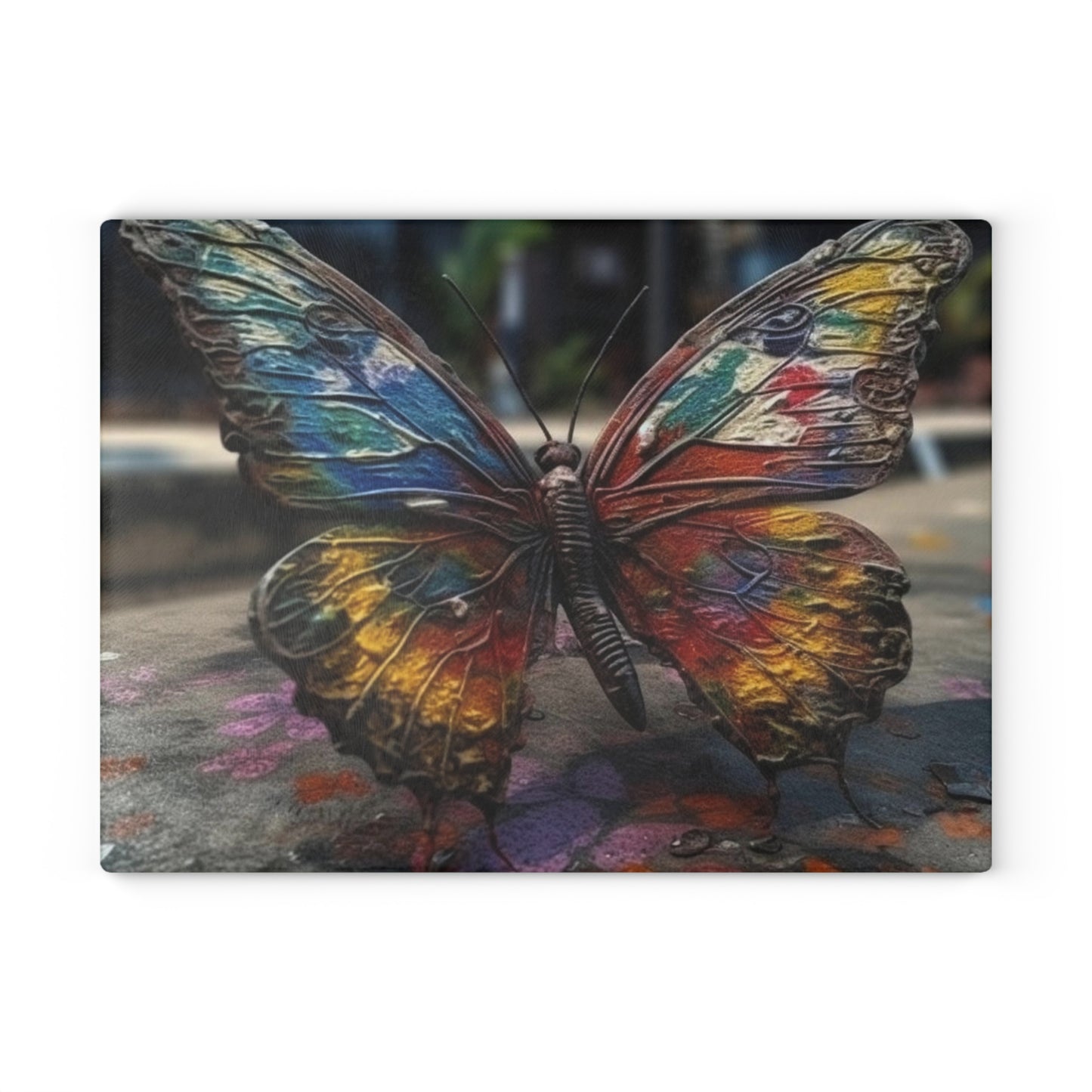 Glass Cutting Board Liquid Street Butterfly 3