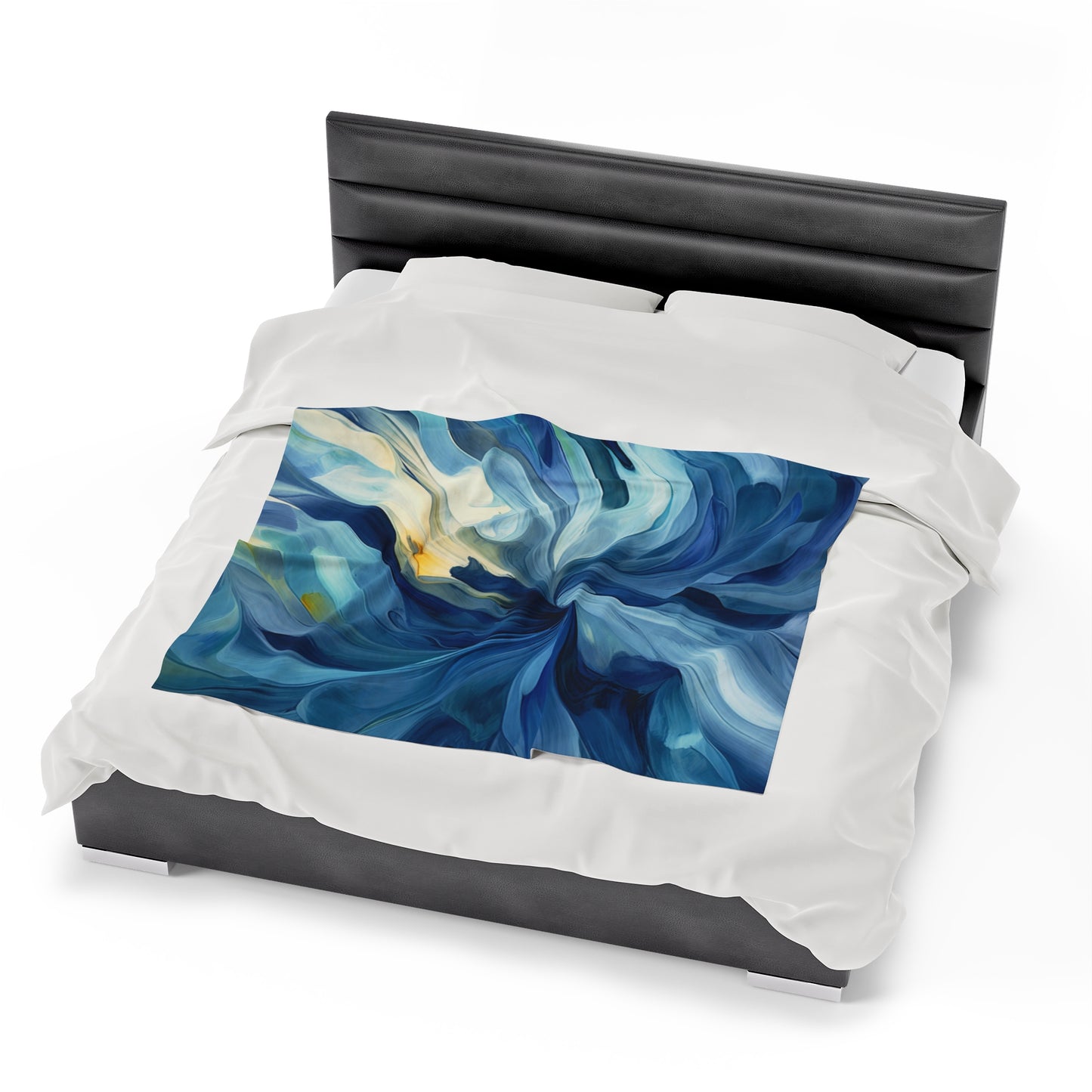 Velveteen Plush Blanket Blue Tluip Abstract 4