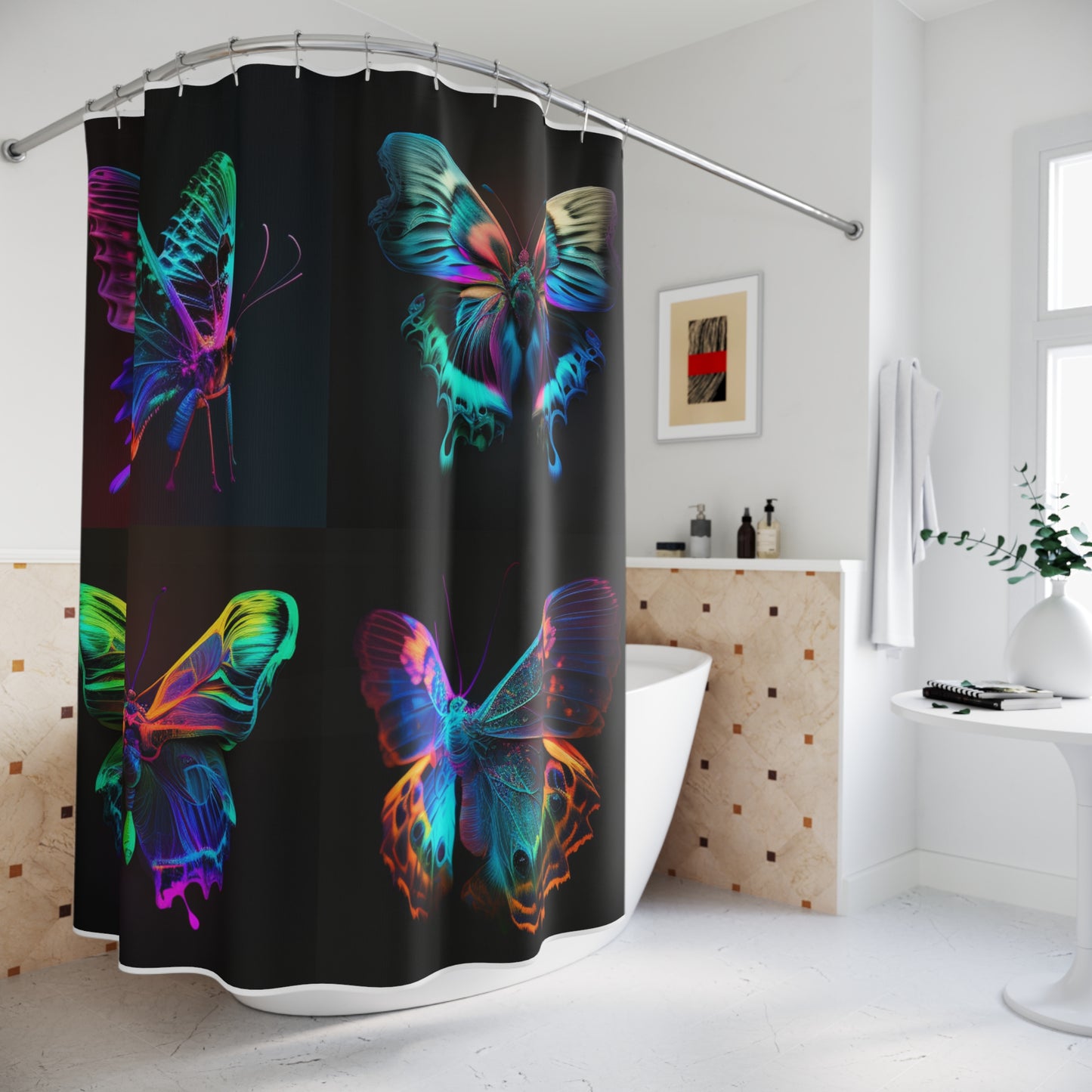 Polyester Shower Curtain Raw Hyper Color Butterfly 5
