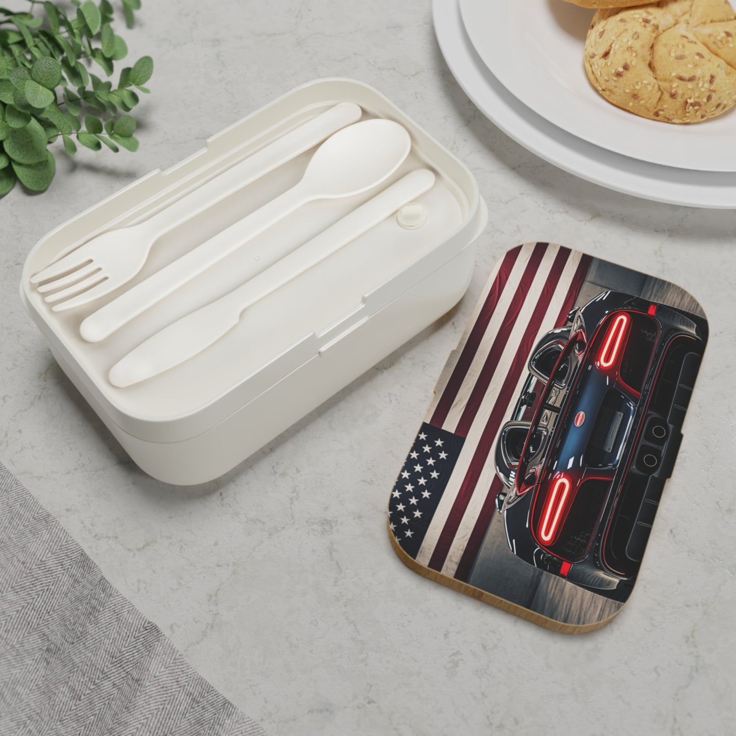 Bento Lunch Box American Flag Background Bugatti 4
