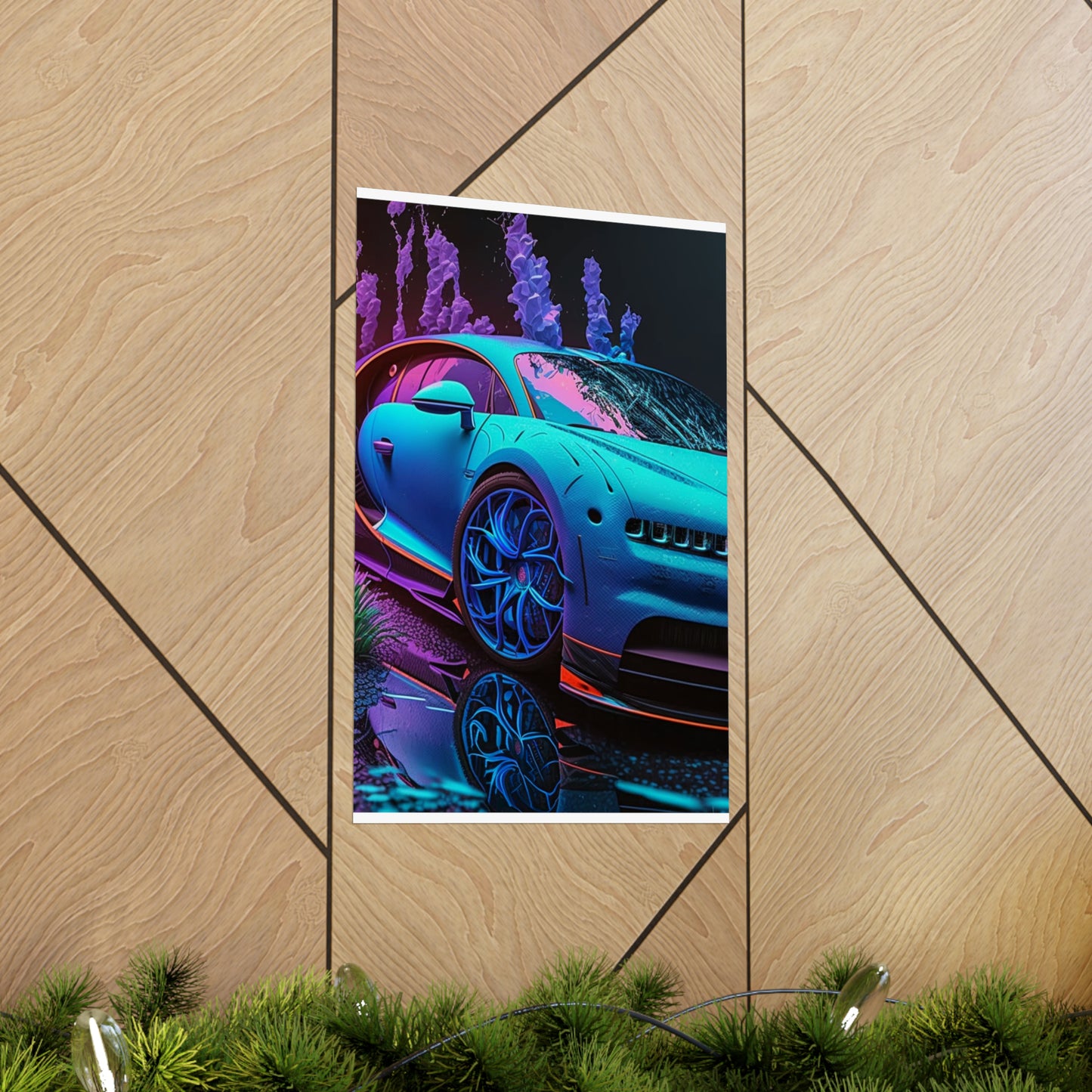 Premium Matte Vertical Posters Bugatti Neon Chiron 2