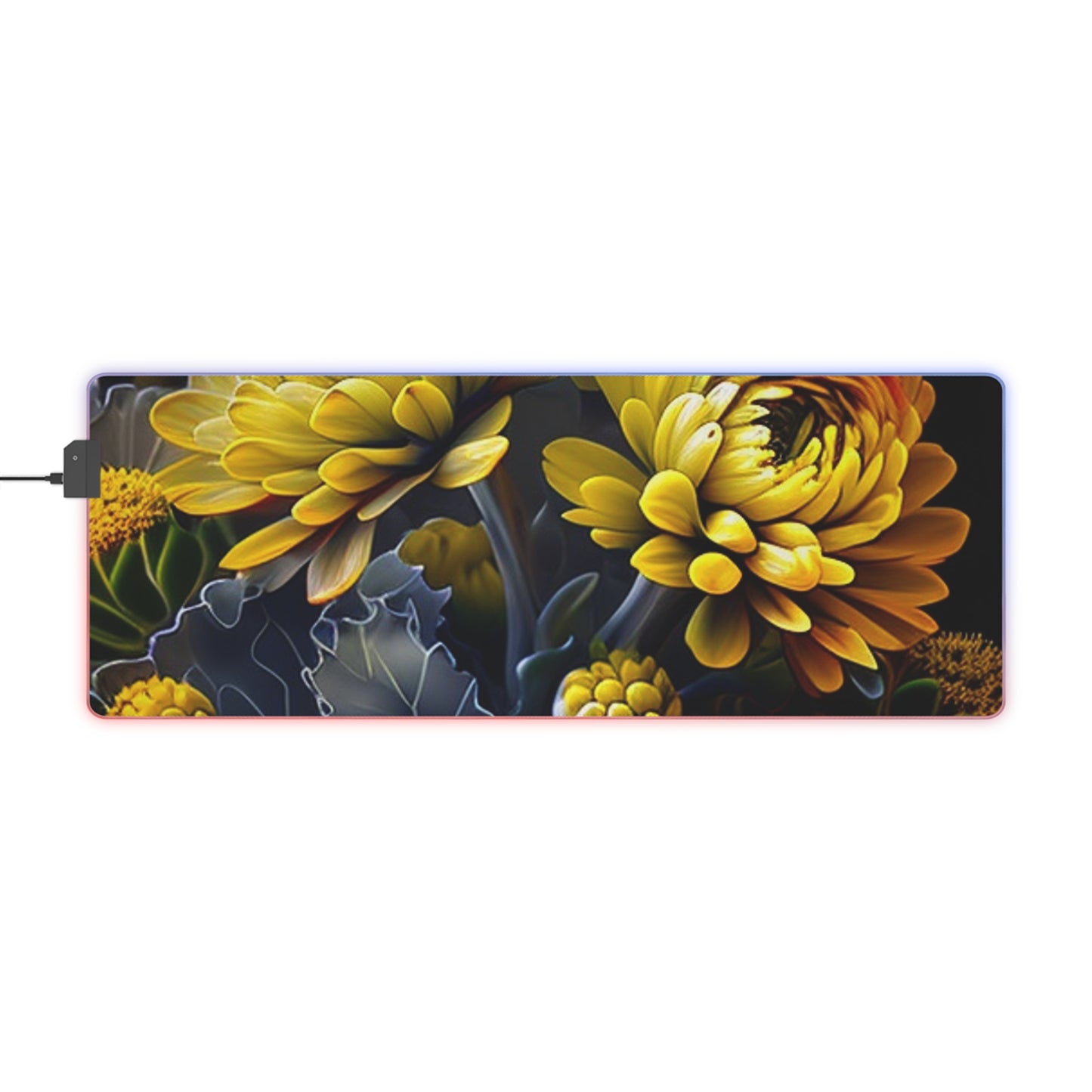 LED Gaming Mouse Pad Yellow Hermosas Flores Amarillas 1