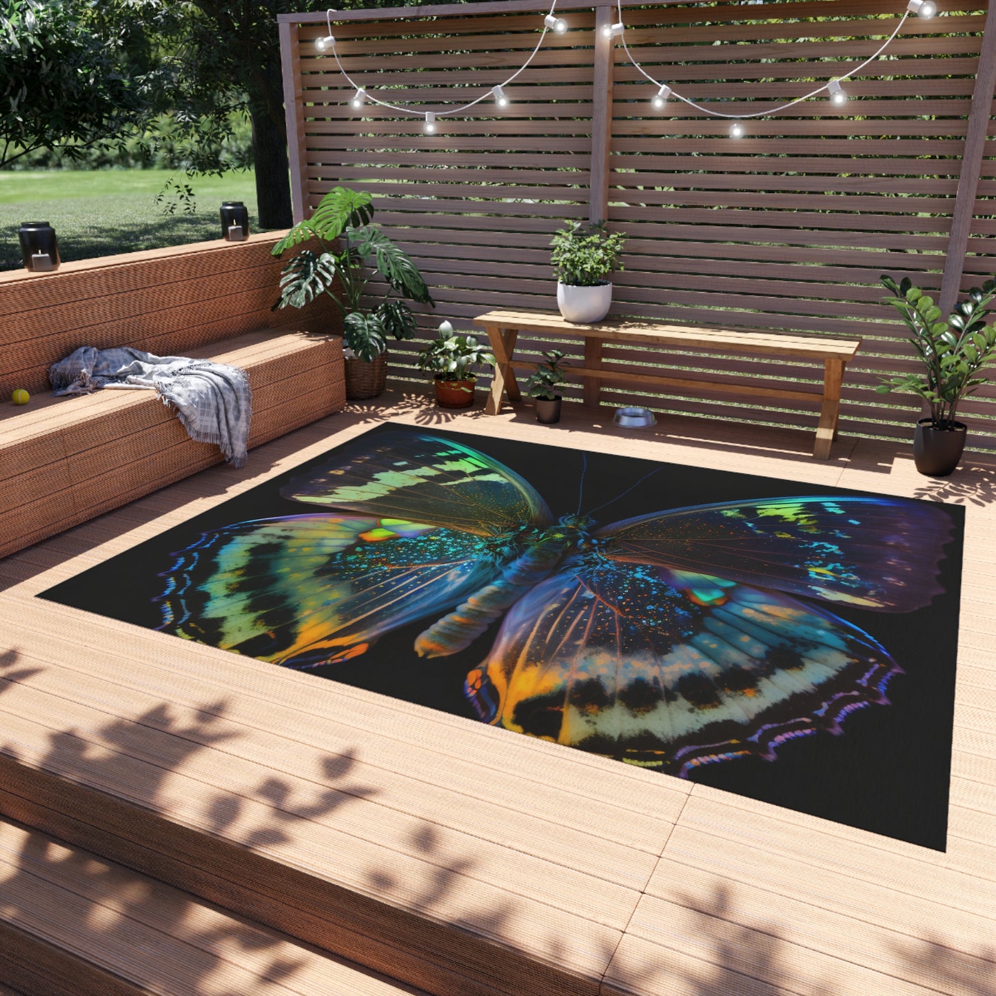 Outdoor Rug  Neon Butterfly Flair 4