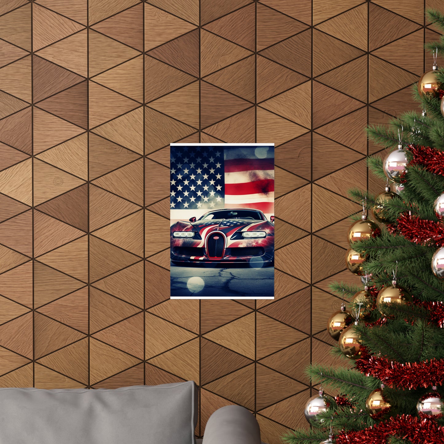 Premium Matte Vertical Posters Abstract American Flag Background Bugatti 1