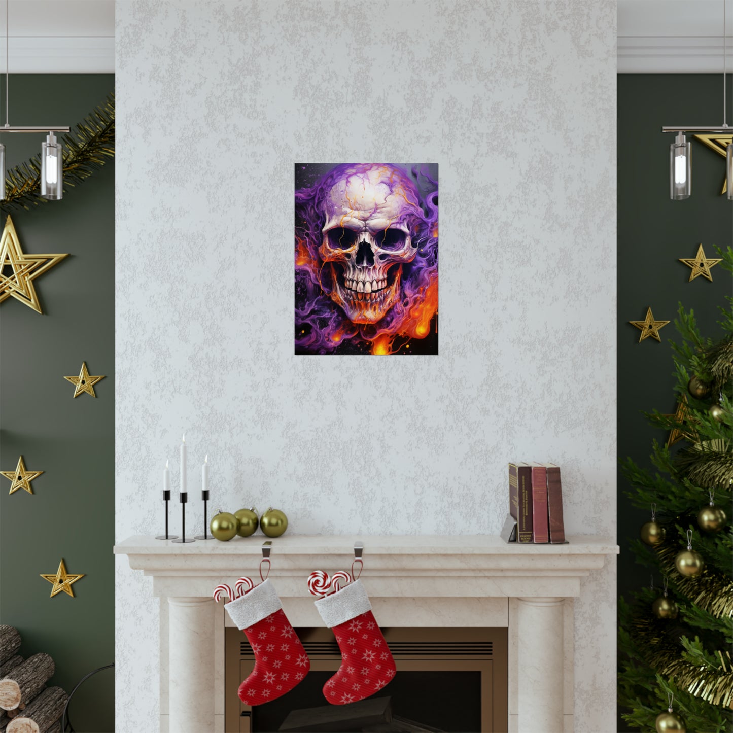 Premium Matte Vertical Posters Skull Flames 2