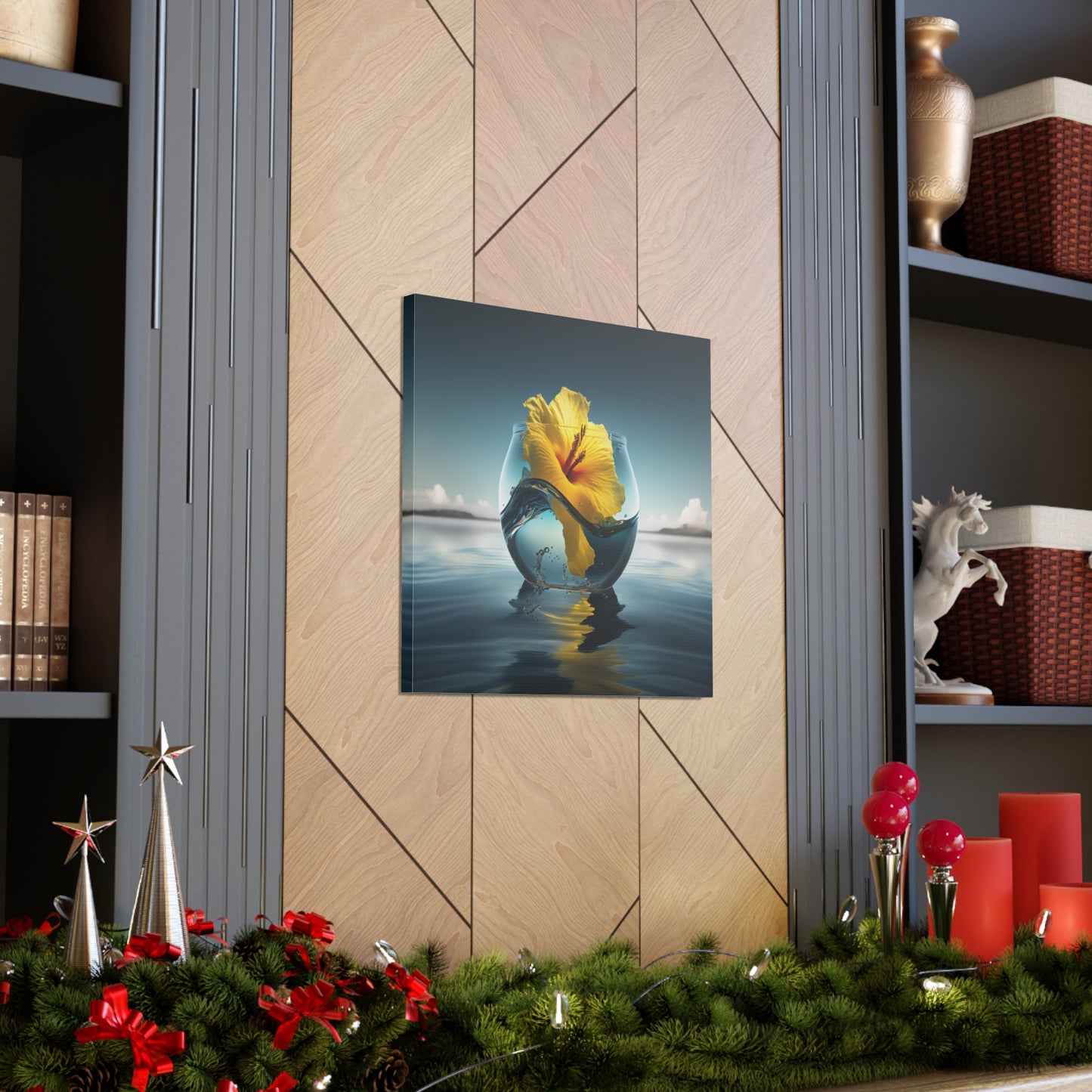 Canvas Gallery Wraps Yellow Hibiscus glass 4