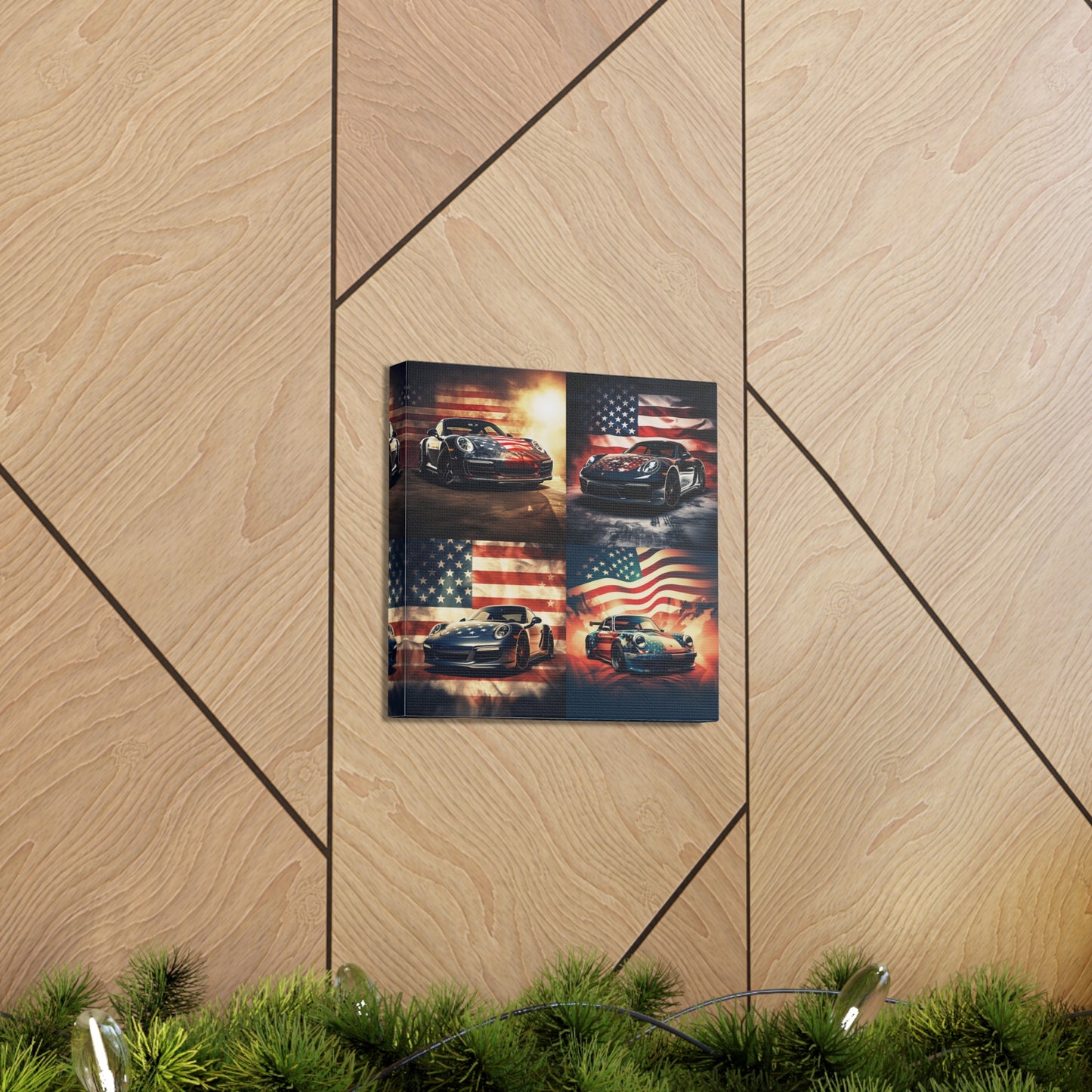 Canvas Gallery Wraps Abstract American Flag Background Porsche 5