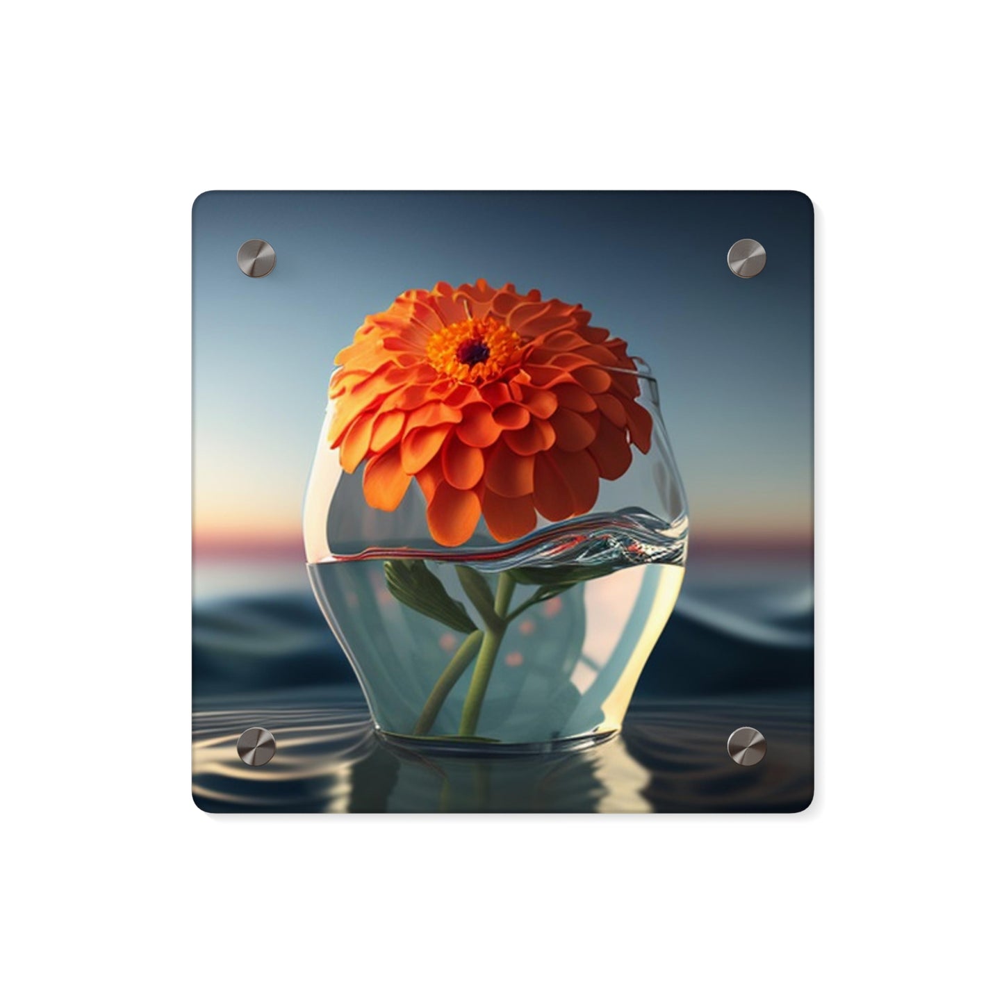 Acrylic Wall Art Panels Orange Zinnia 4