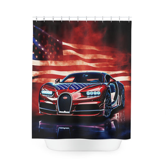 Polyester Shower Curtain Abstract American Flag Background Bugatti 3