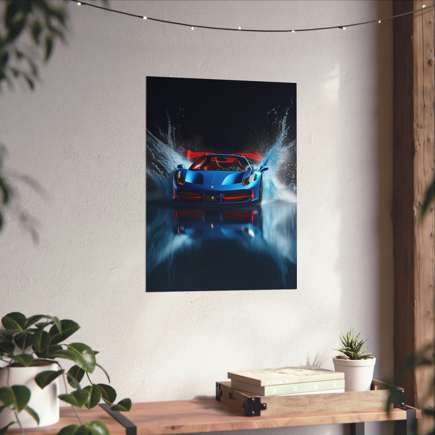 Premium Matte Vertical Posters Ferrari Water Splash 1