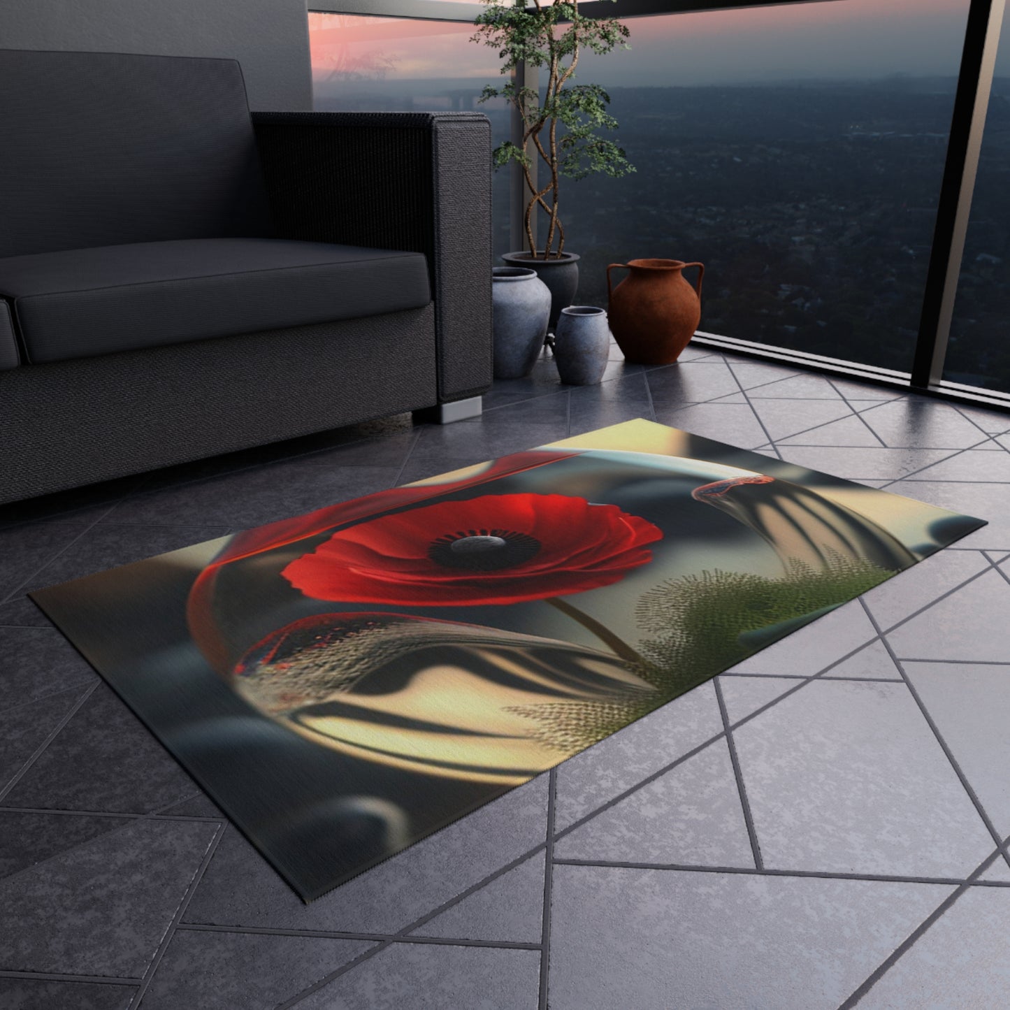 Outdoor Rug  Red Anemone in a Vase 3