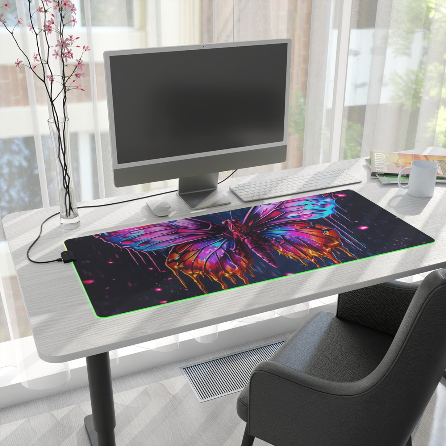 LED Gaming Mouse Pad Pink Butterfly Flair 2