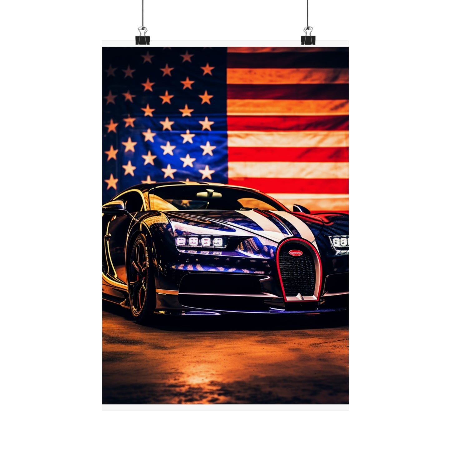 Premium Matte Vertical Posters Macro Bugatti American Flag 4