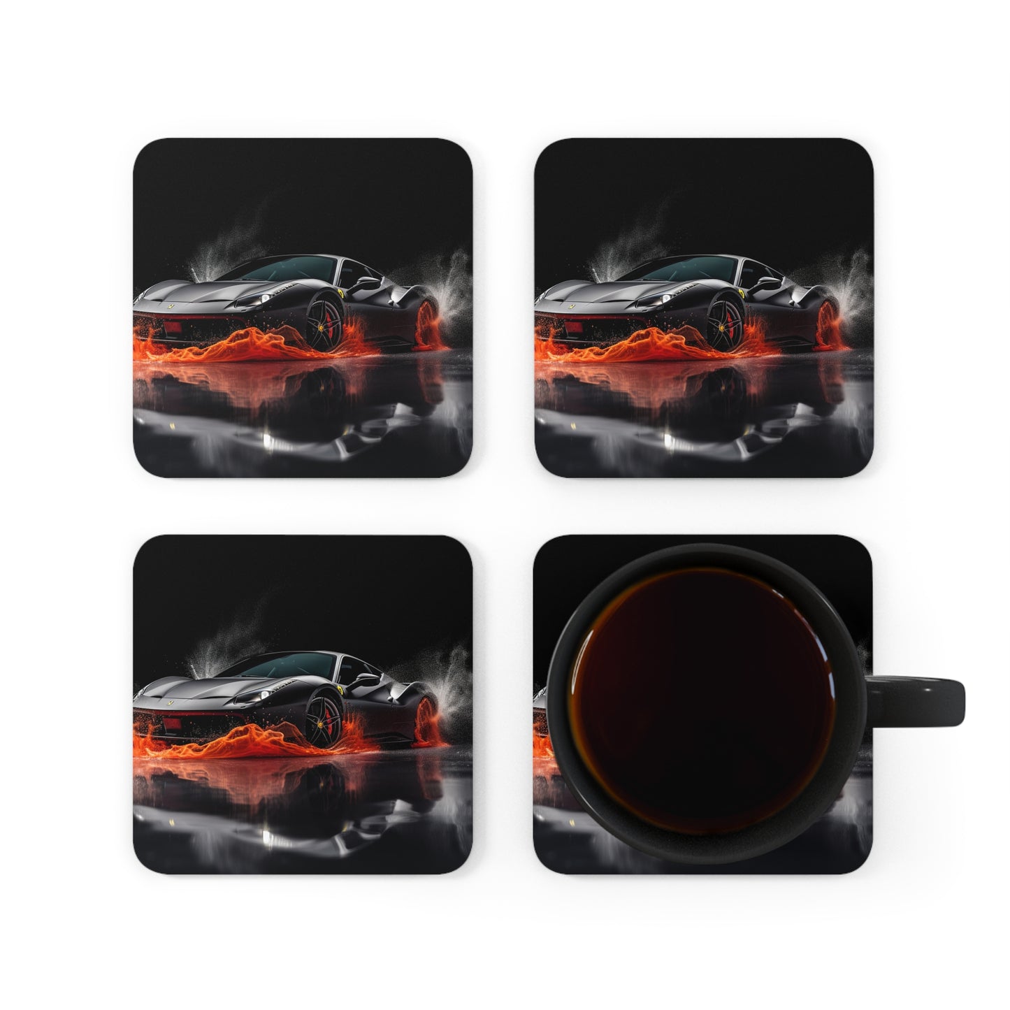 Corkwood Coaster Set Ferrari Water Splash 3