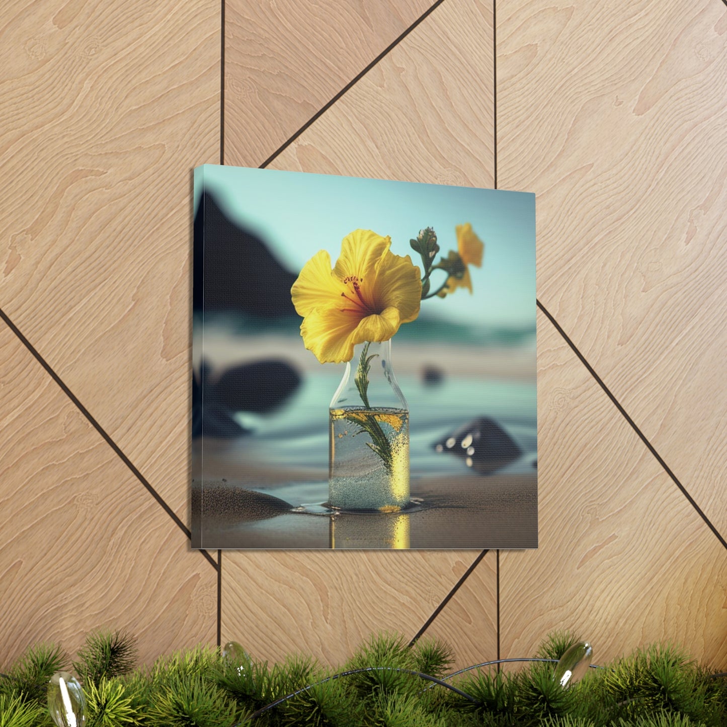 Canvas Gallery Wraps Yellow Hibiscus glass 3