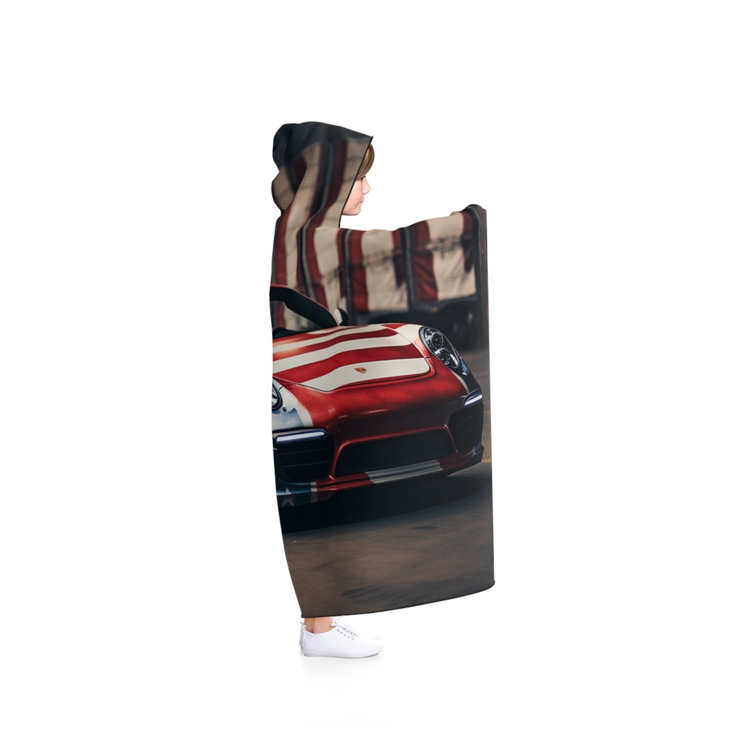 Hooded Blanket American Flag Porsche 2