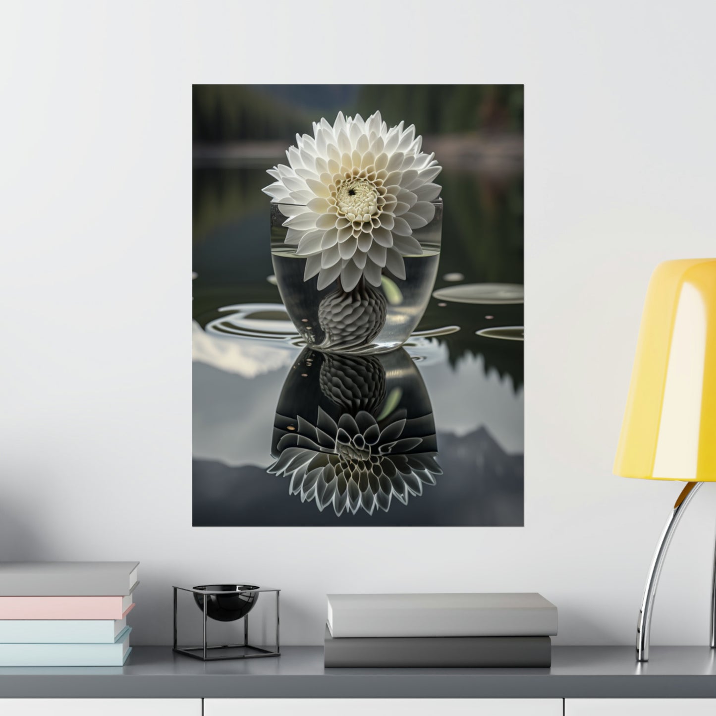 Premium Matte Vertical Posters White Dahlia 3