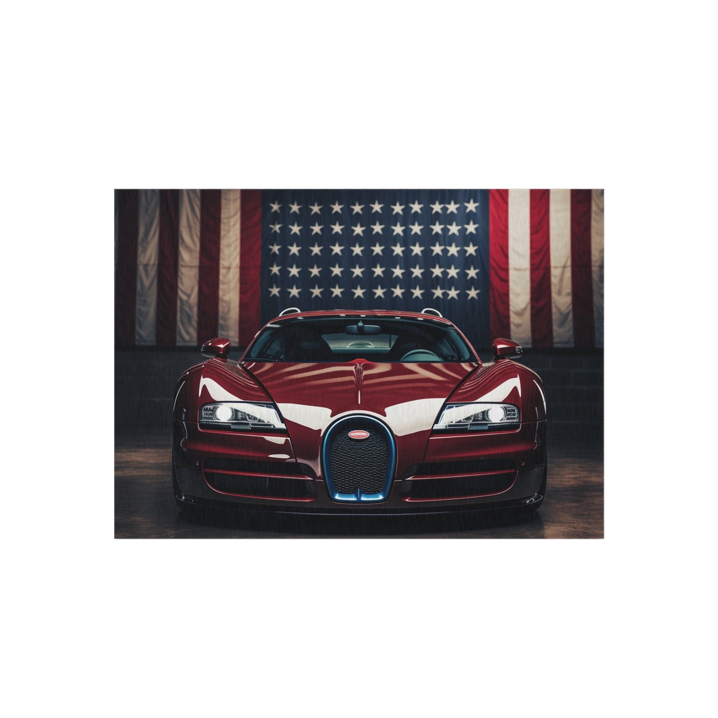 Outdoor Rug  American Flag Background Bugatti 1