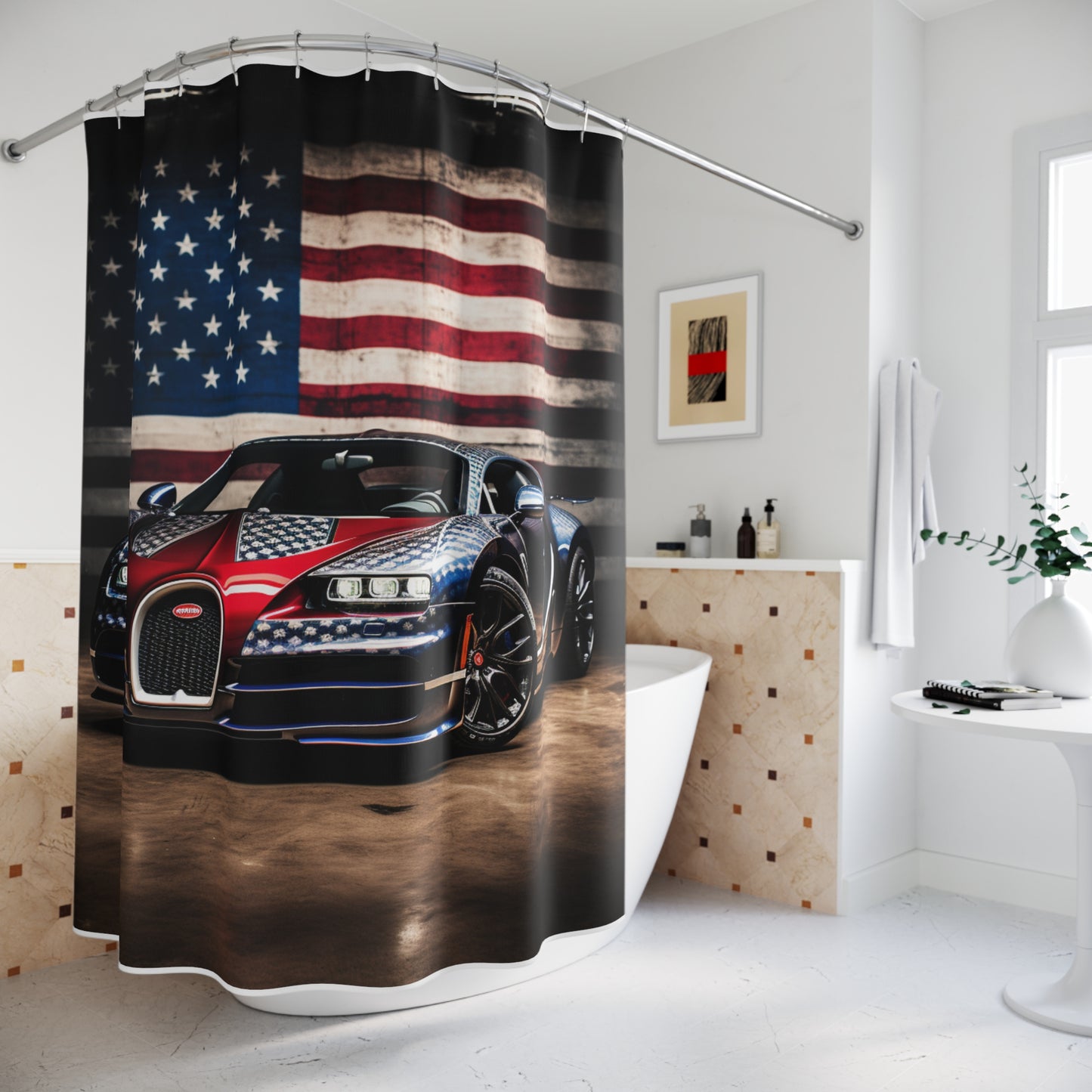 Polyester Shower Curtain Bugatti American Flag 1