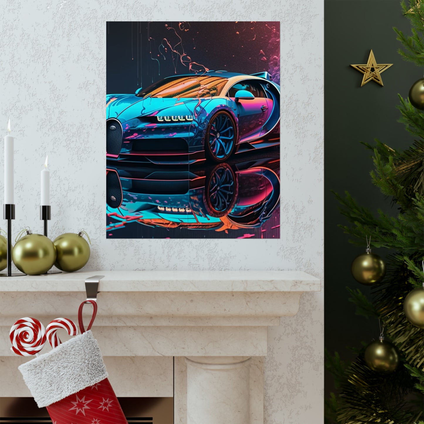 Premium Matte Vertical Posters Bugatti Neon Chiron 4