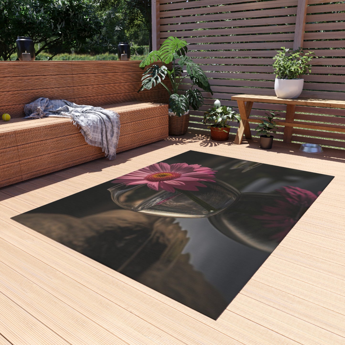 Outdoor Rug  Pink Daisy 2