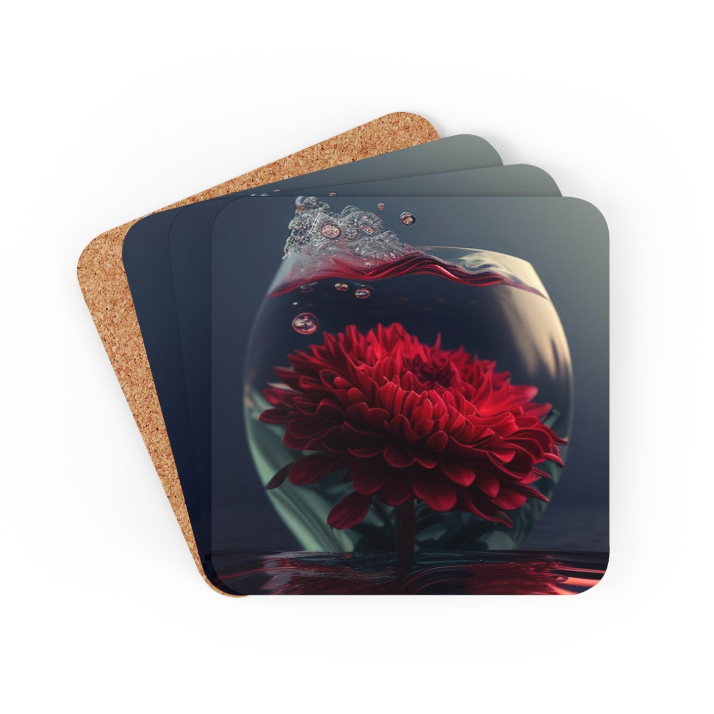 Corkwood Coaster Set Chrysanthemum 1