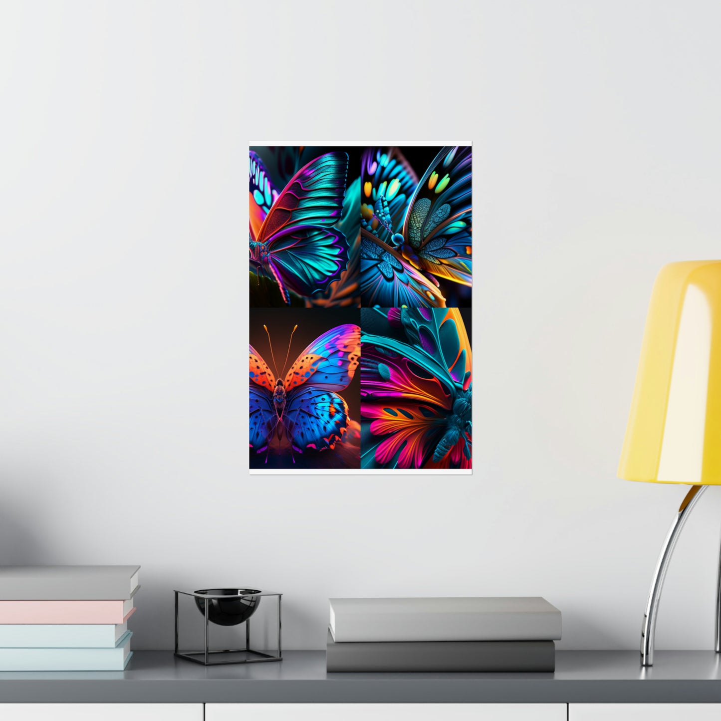 Premium Matte Vertical Posters Neon Butterfly Macro 5