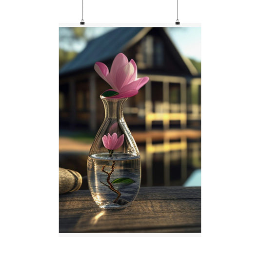 Premium Matte Vertical Posters Magnolia in a Glass vase 4