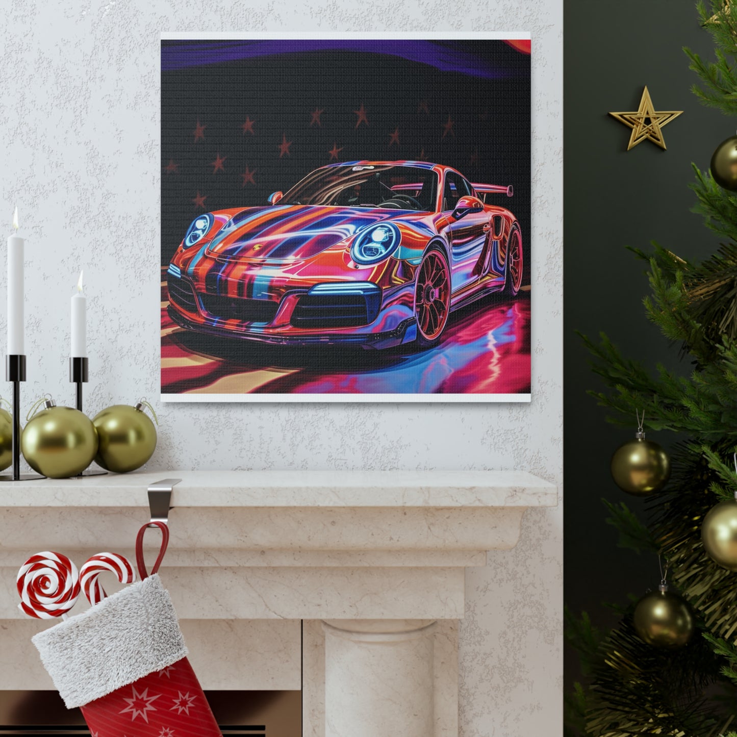 Canvas Gallery Wraps American Flag Colored Porsche 1