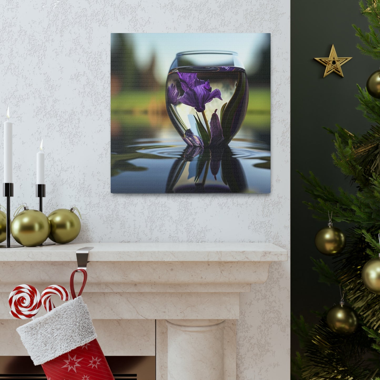 Canvas Gallery Wraps Purple Iris in a vase 3
