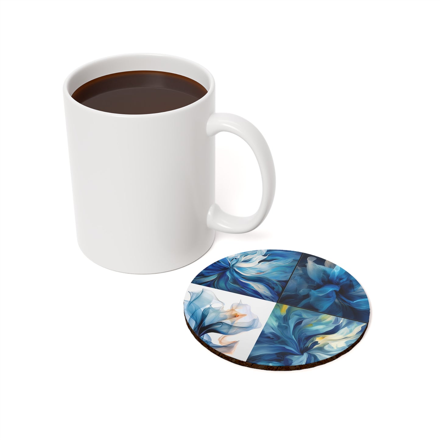 Cork Back Coaster Blue Tluip Abstract 5