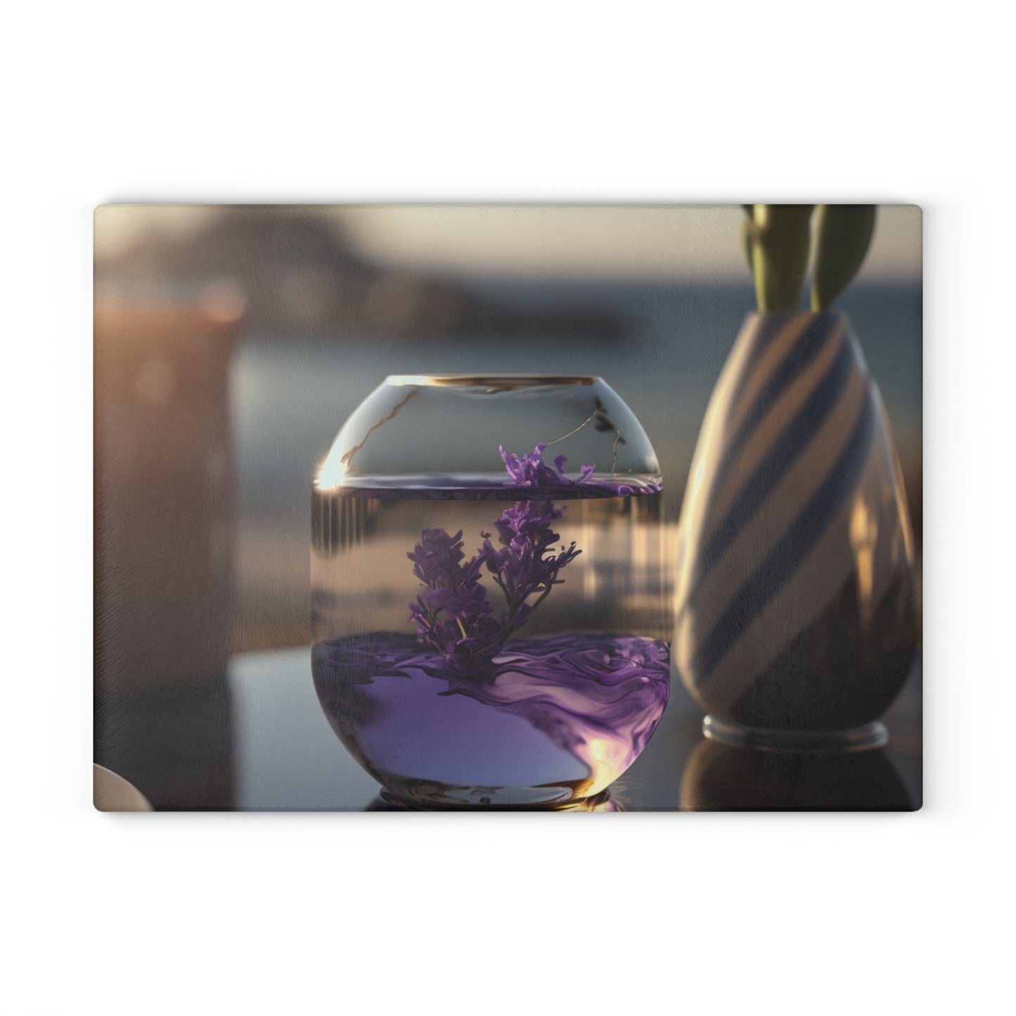 Glass Cutting Board Lavender in a vase 1