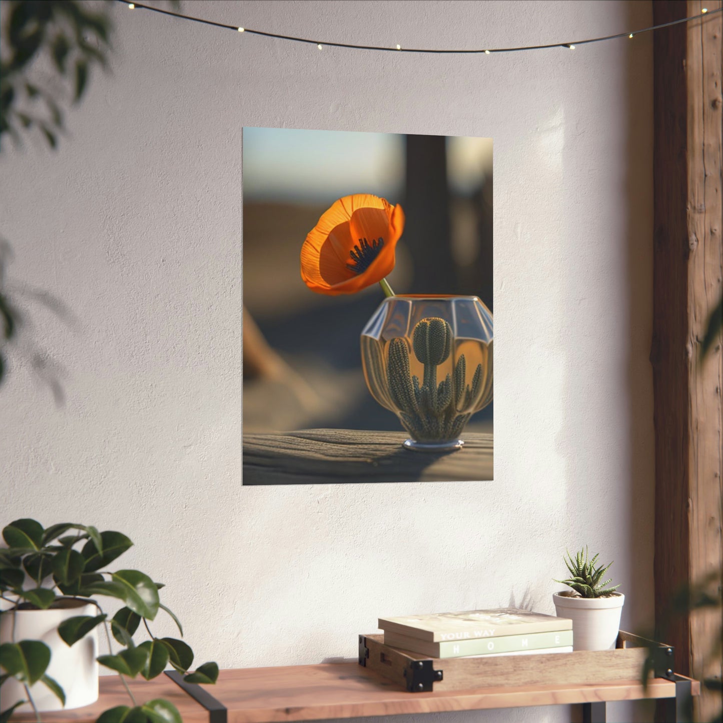 Premium Matte Vertical Posters Orange Poppy in a Vase 2