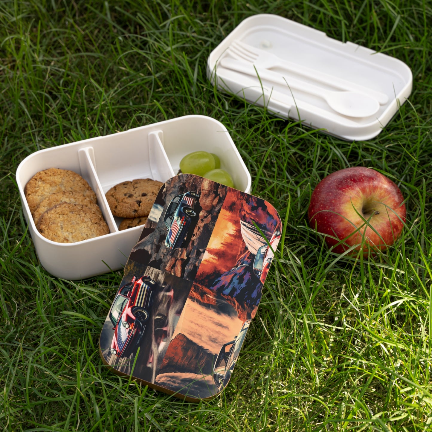 Bento Lunch Box American Flag Porsche Abstract 5