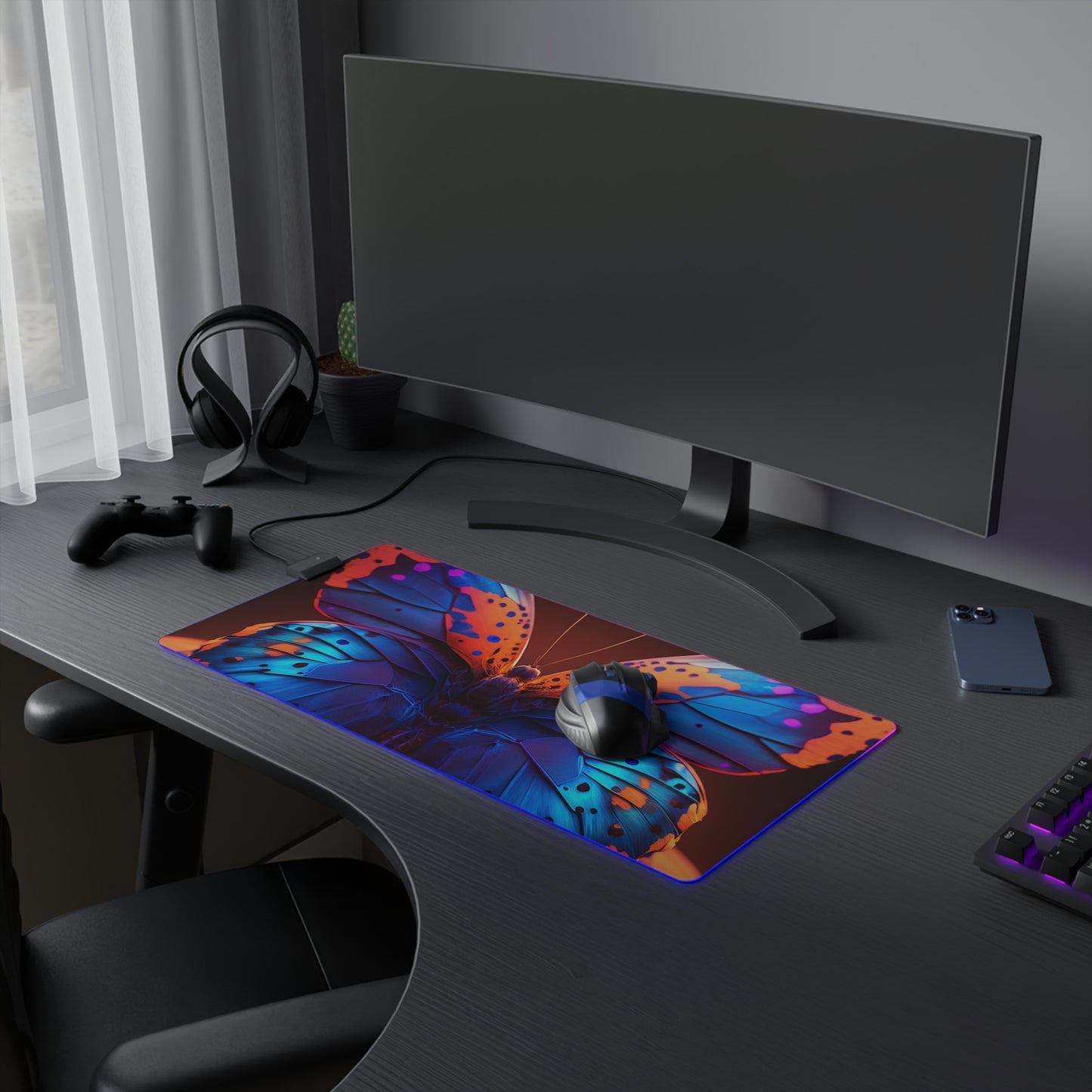 LED Gaming Mouse Pad Neon Butterfly Macro 3