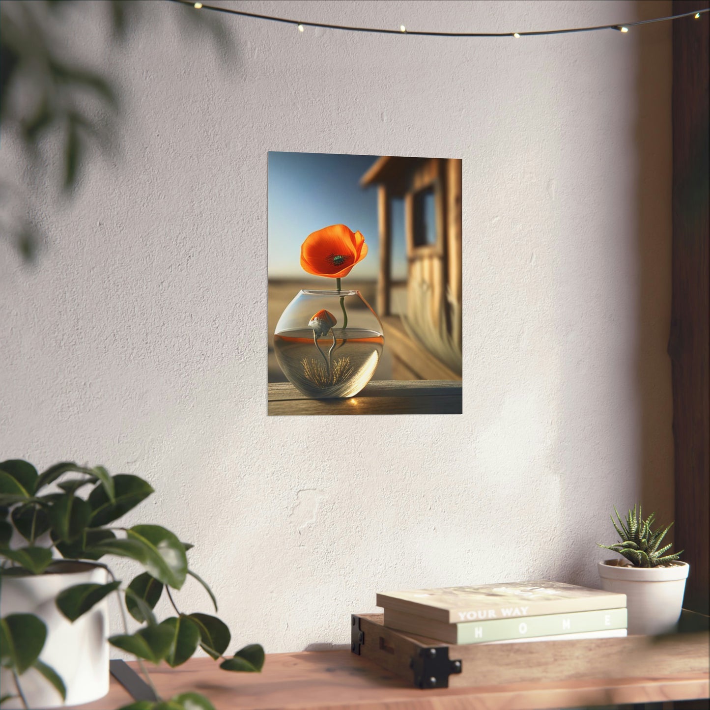 Premium Matte Vertical Posters Orange Poppy in a Vase 1