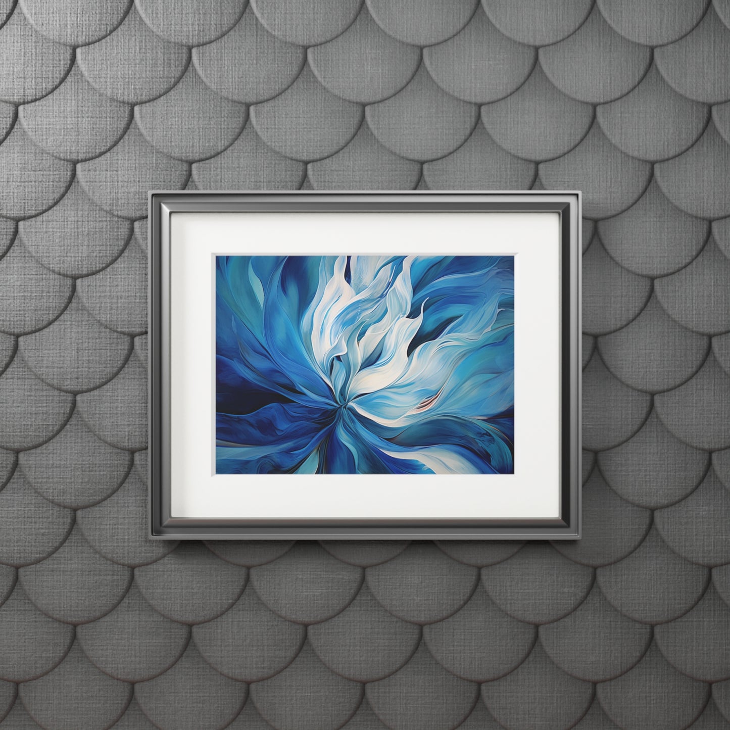 Fine Art Prints (Passepartout Paper Frame) Blue Tluip Abstract 1