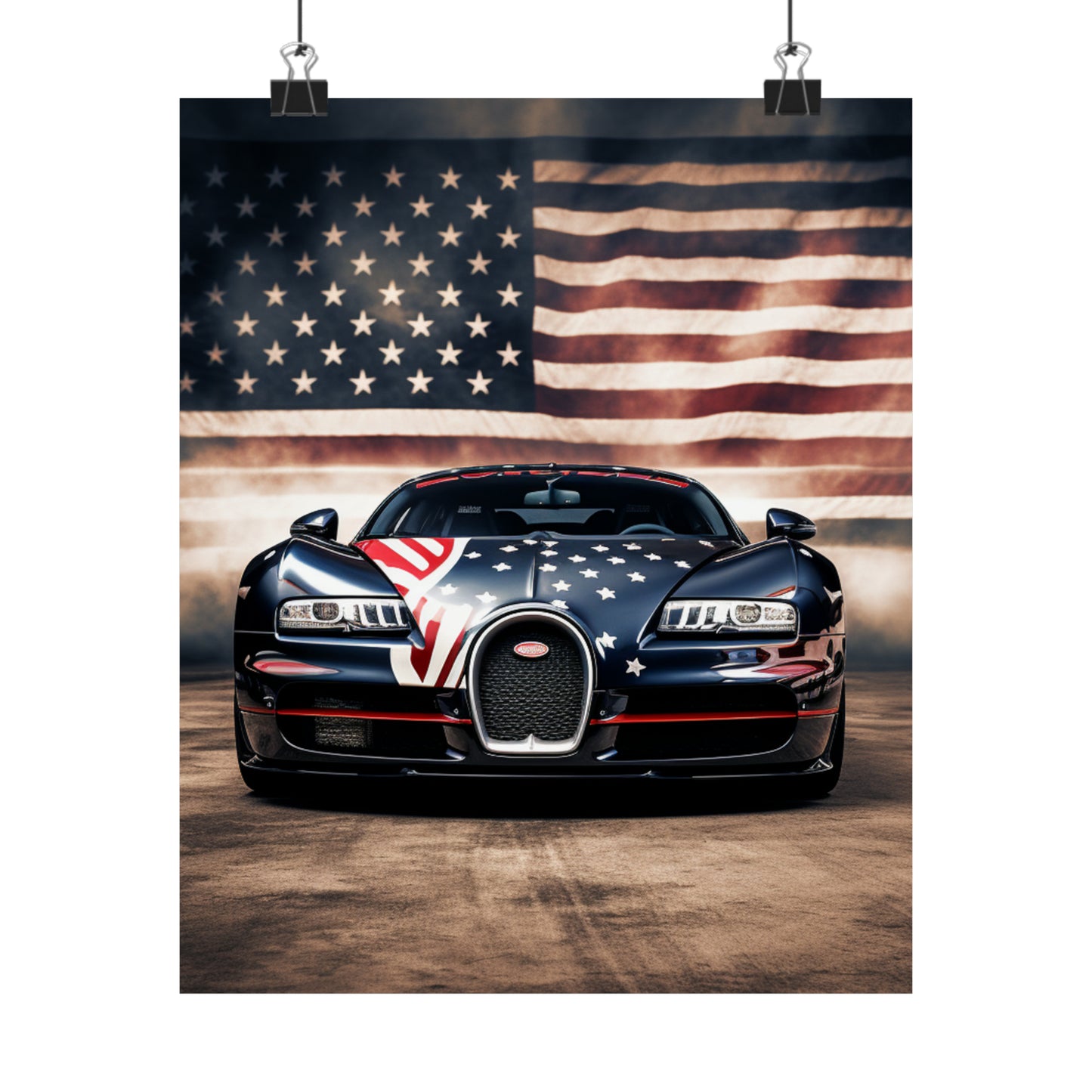 Premium Matte Vertical Posters Bugatti American Flag 2