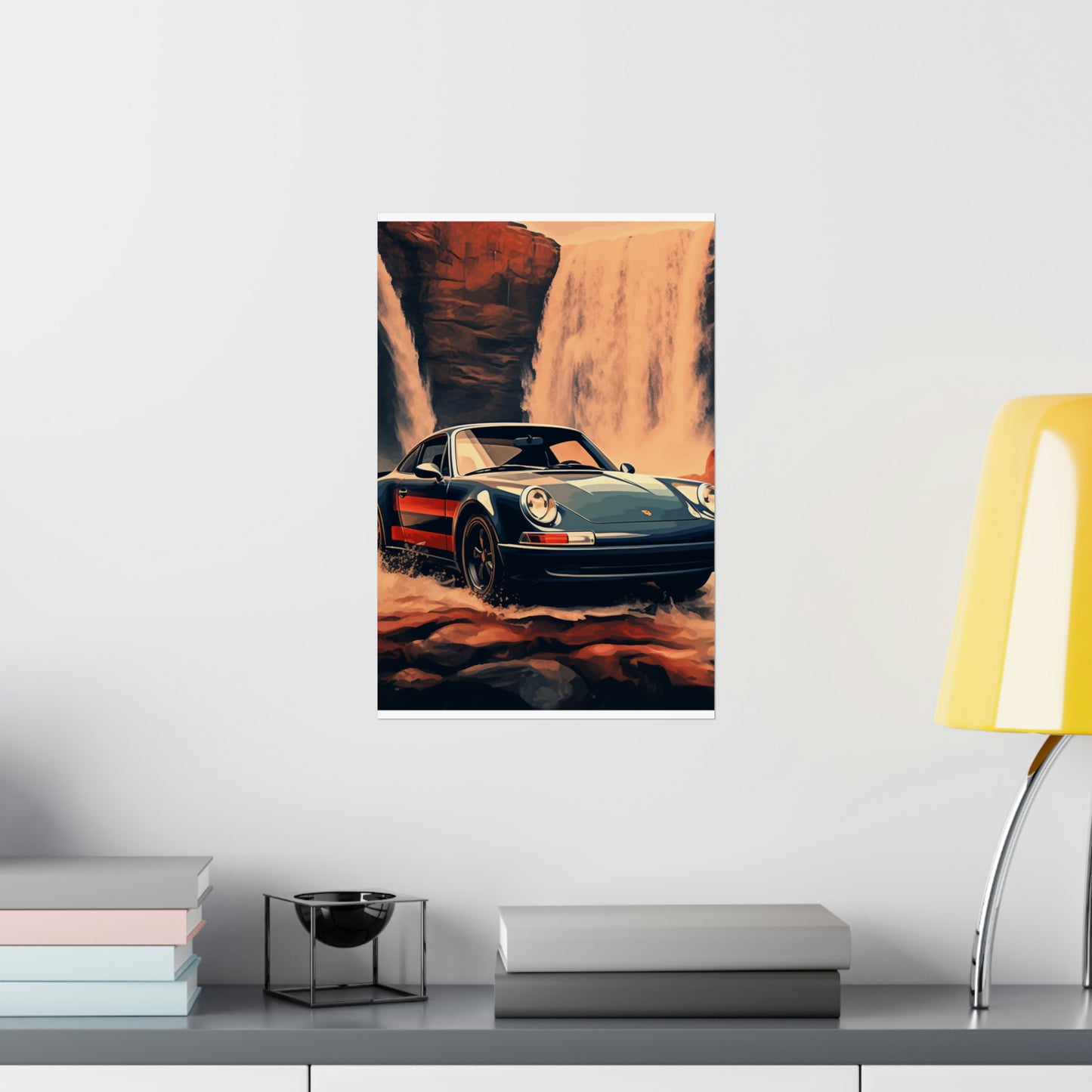 Premium Matte Vertical Posters American Flag Porsche Abstract 3