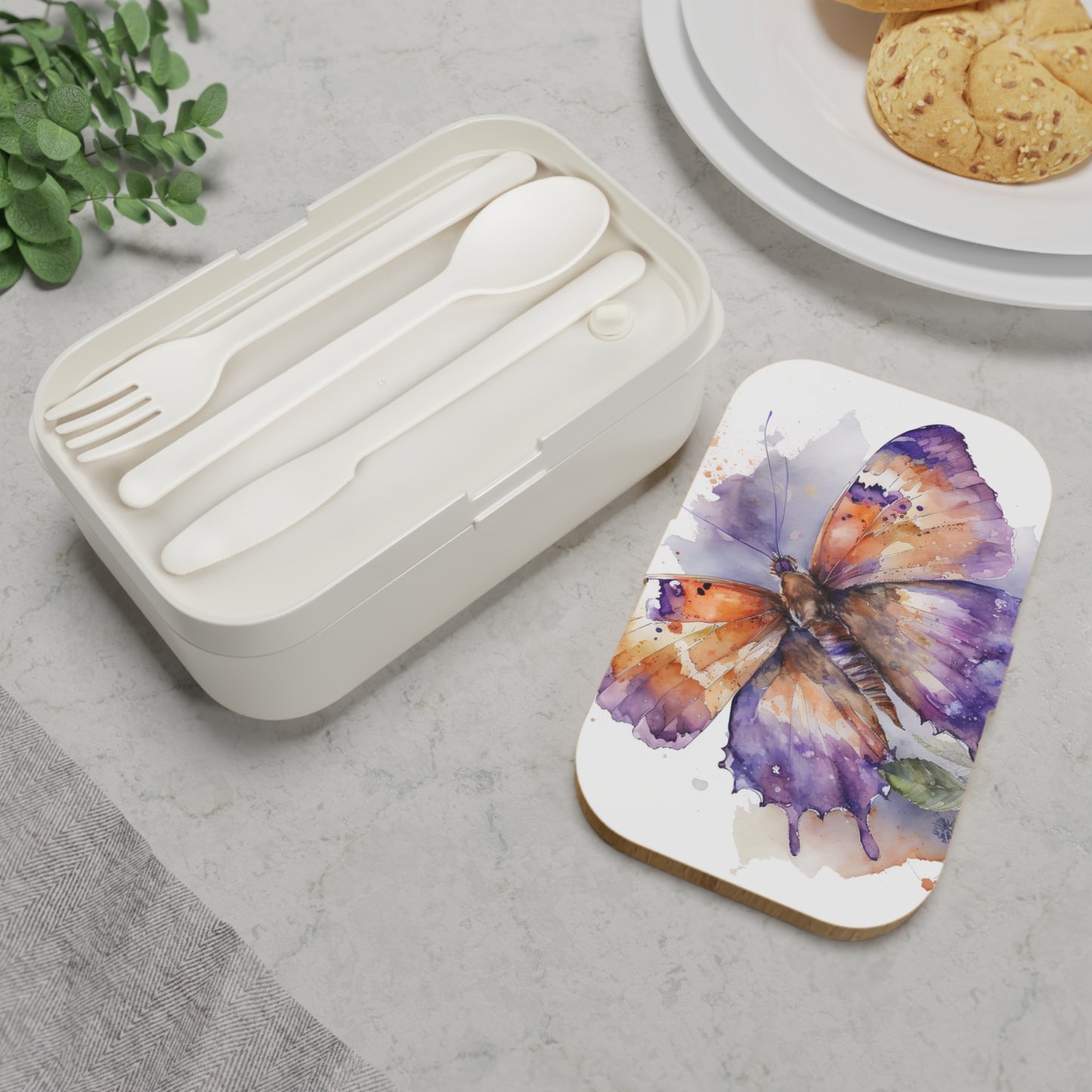 Bento Lunch Box MerlinRose Watercolor Butterfly 1