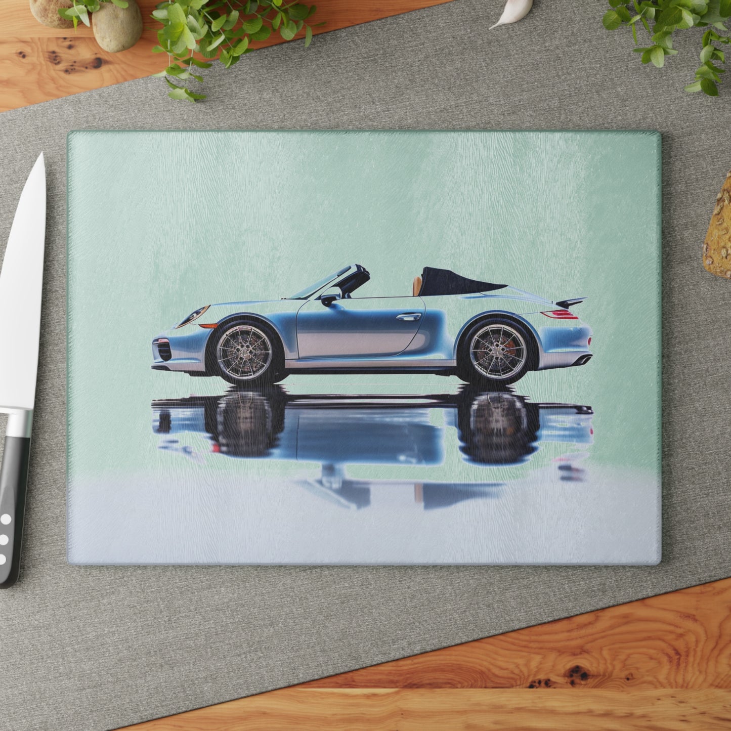 Glass Cutting Board 911 Speedster on water 1