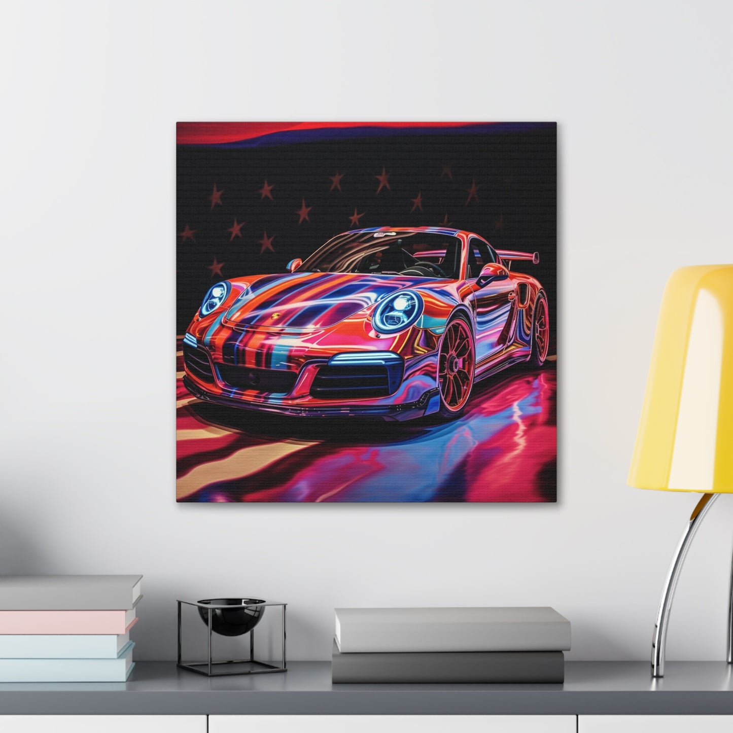 Canvas Gallery Wraps American Flag Colored Porsche 3