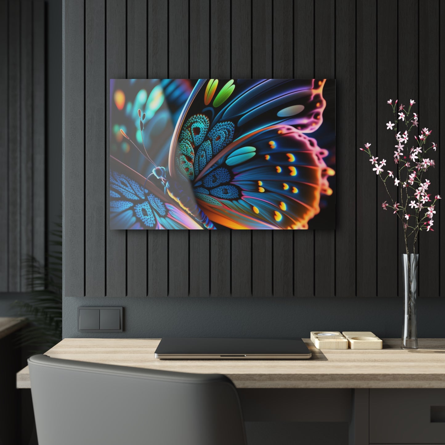 Acrylic Prints Neon Butterfly Macro 2